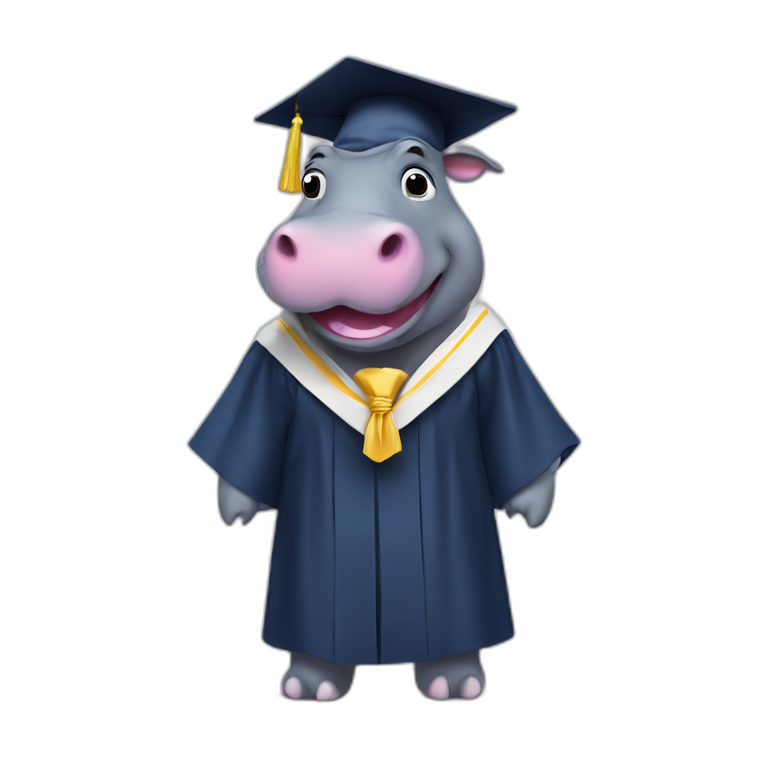 Graduating hippo emoji