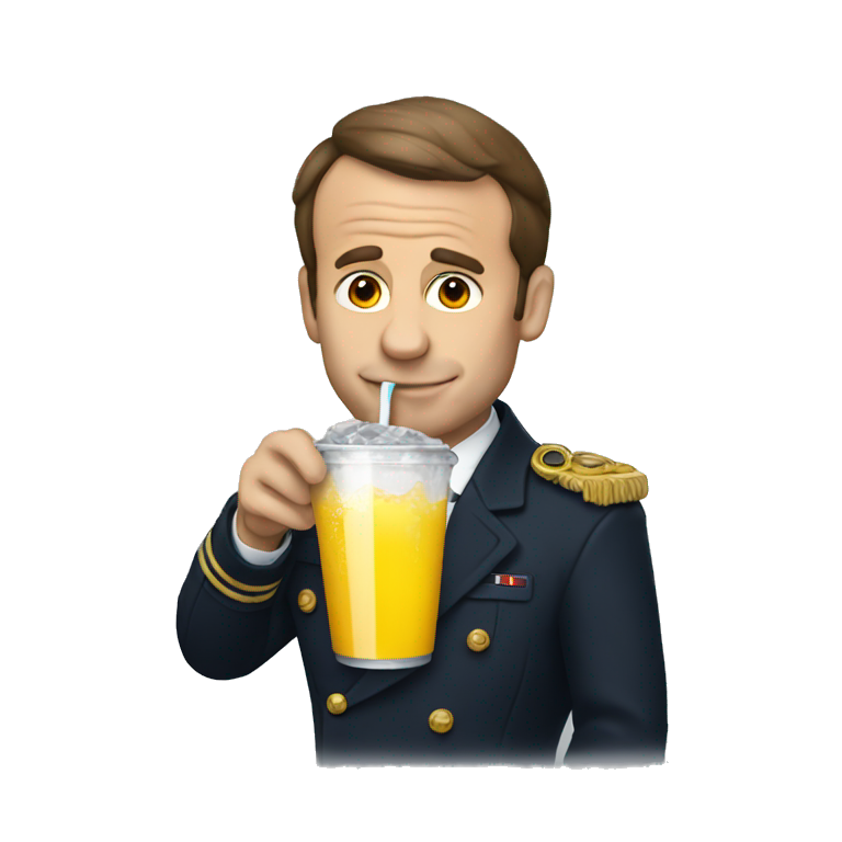 Macron drinking soda emoji