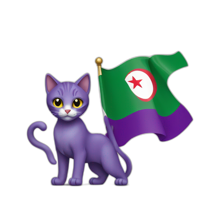 purple cat holding the Algerian flag emoji