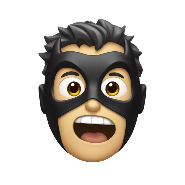 Batman with his mask and a shocked face emoji
