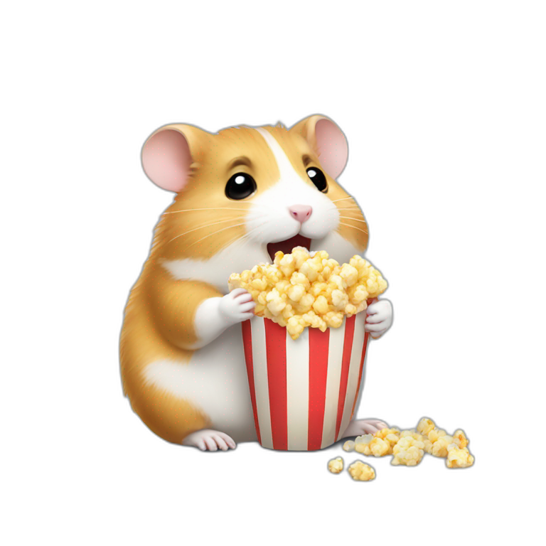 Hamster eating popcorn emoji AI Emoji Generator