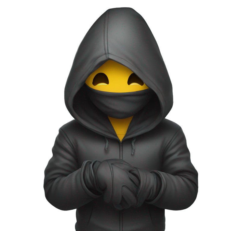 mysterious hooded boy in gloves emoji