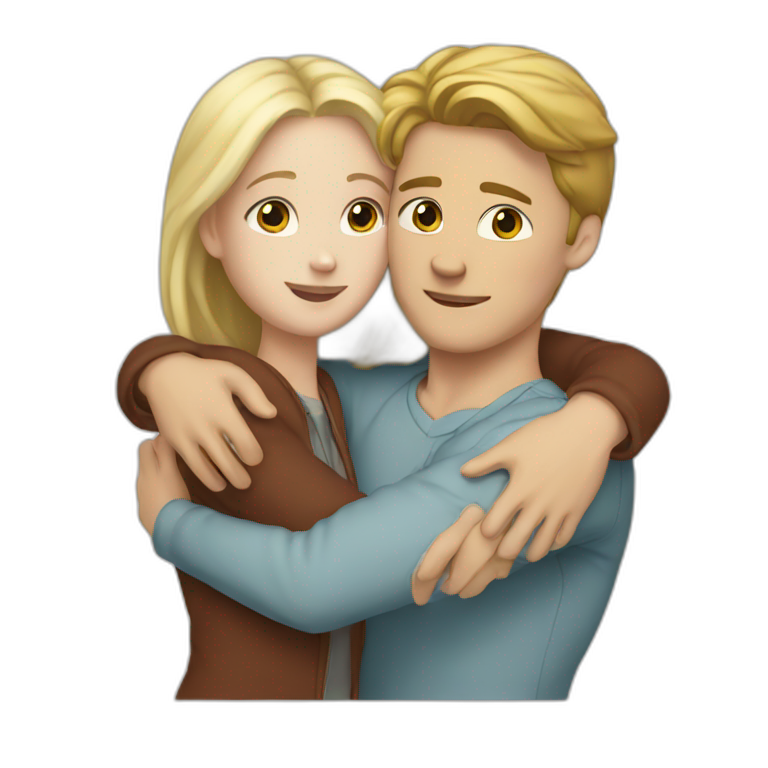white boy and white girl hug emoji