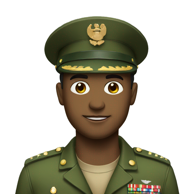 military man with green uniform and cap emoji