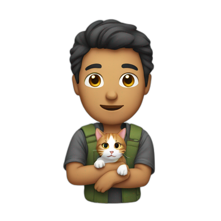 Man holding a cat emoji