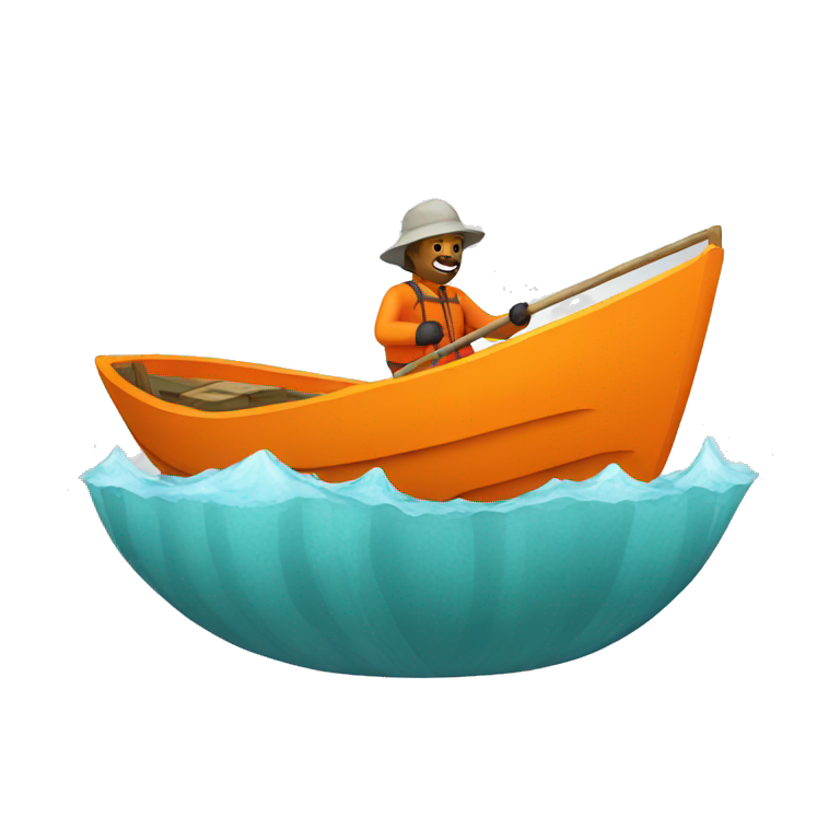 orange boat with fisherman emoji