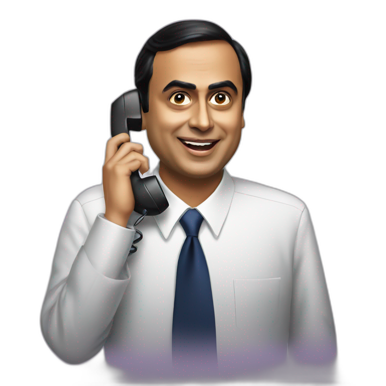 Mukesh Ambani talking on Phone emoji