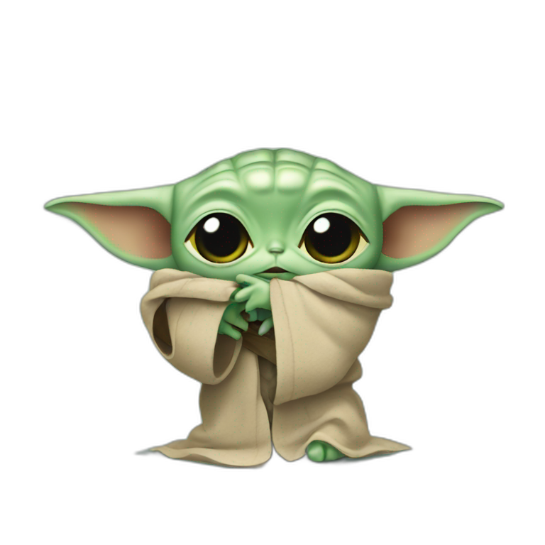 Baby Yoda leg broken emoji AI Emoji Generator