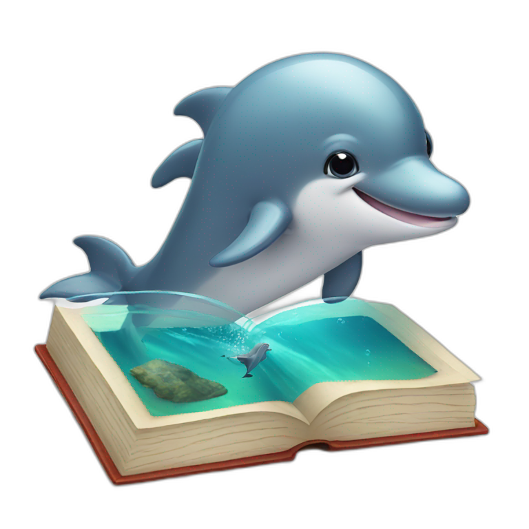 Cute dolphin with a book emoji