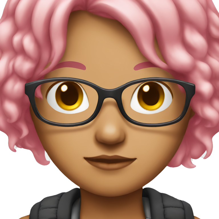 girl with pink hair and glasses emoji
