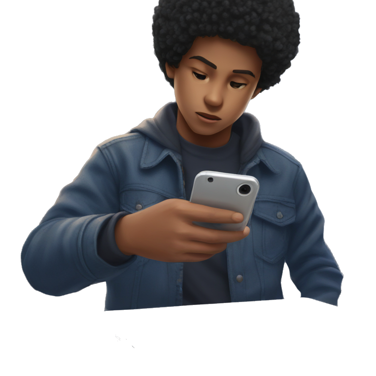 afro boy indoors realistic focus emoji