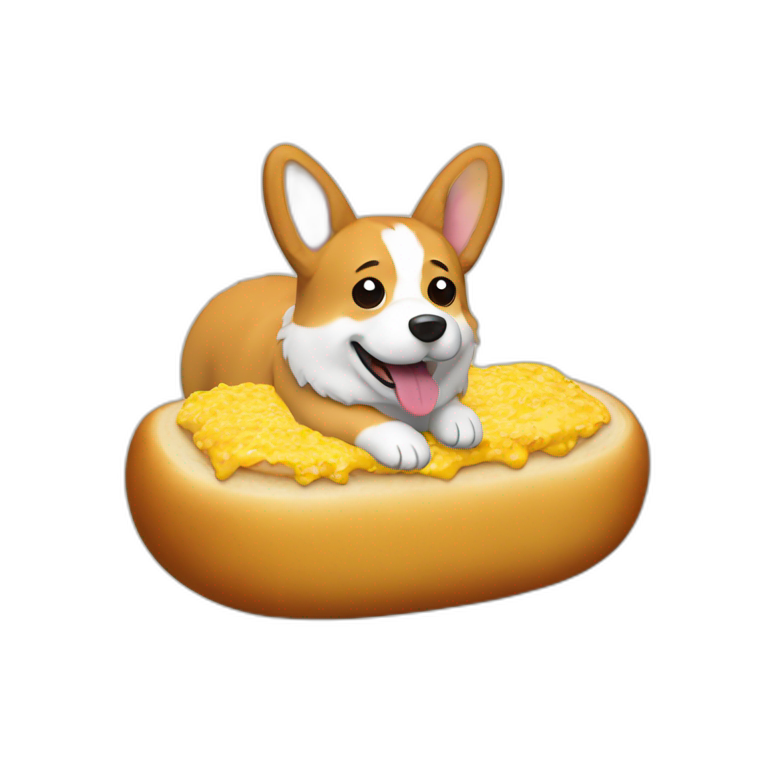 corgi inside bread with mustard pokemon emoji