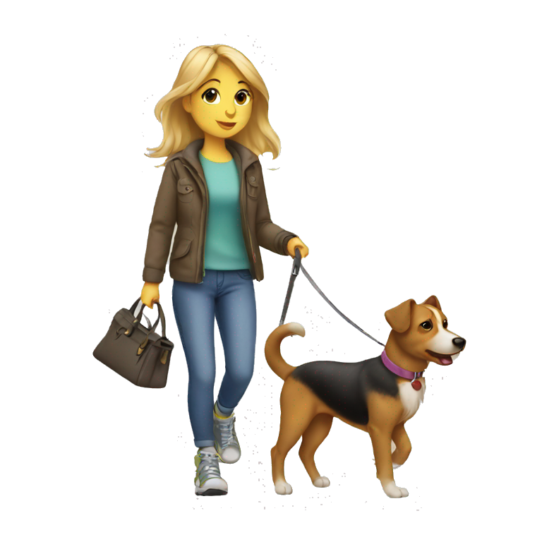 Girl walking dog emoji