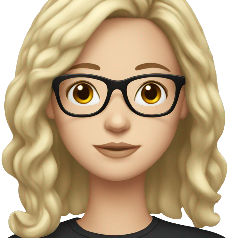 white girl with black shoulder-length hair and glasses emoji