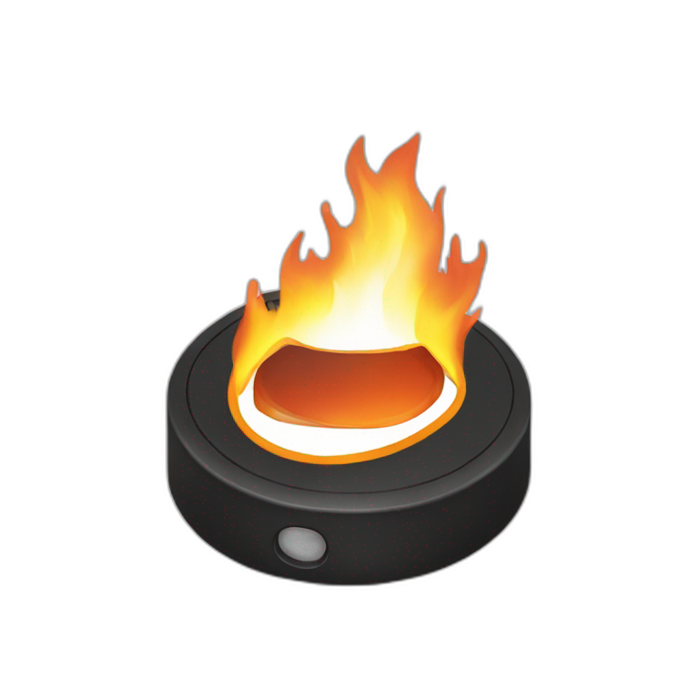 hockey puck in fire emoji