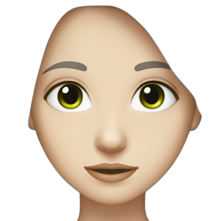 White girl with Green eyes and long dark hair emoji