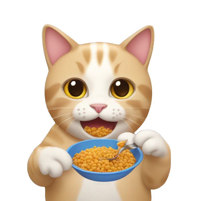 Cat eating cat food emoji