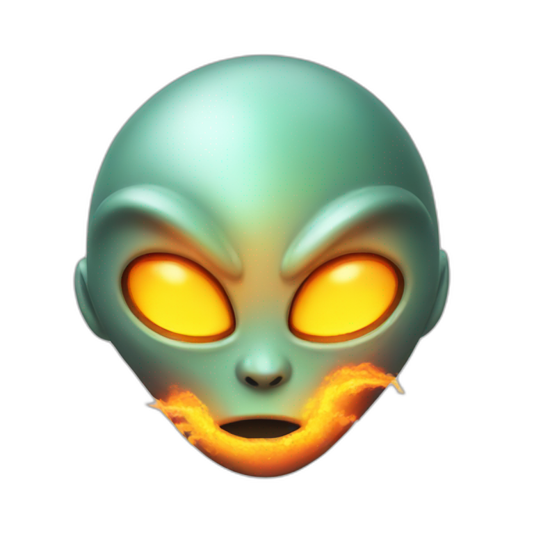 alien with fire in the head emoji