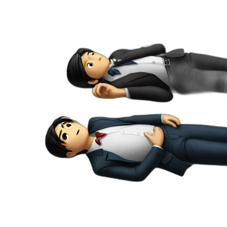 black-haired girl and suited boy emoji