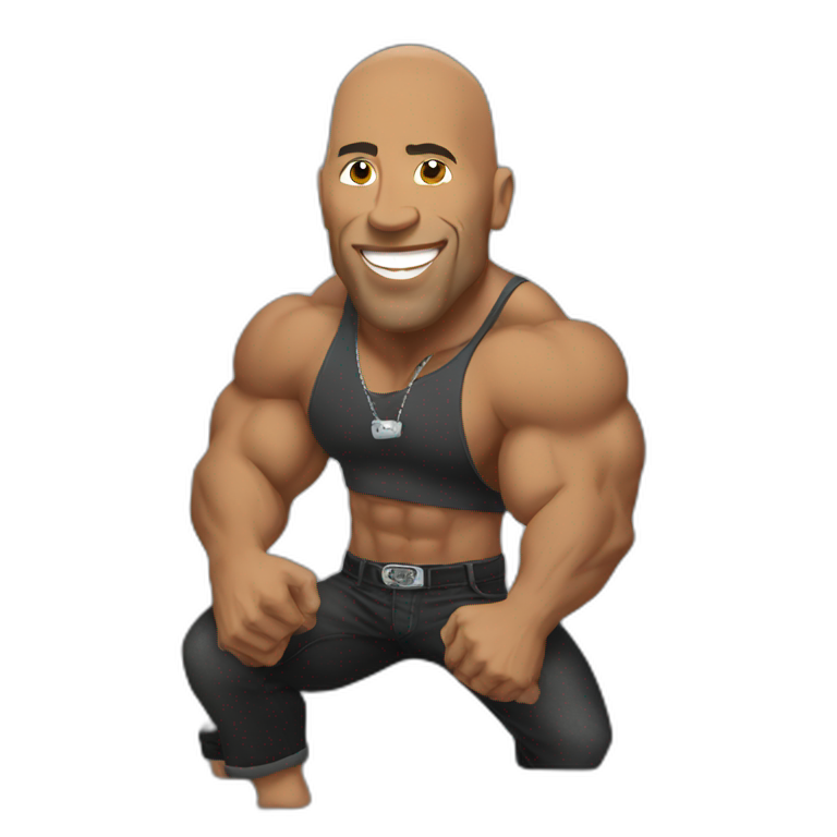 The Rock doing rock with a rock emoji