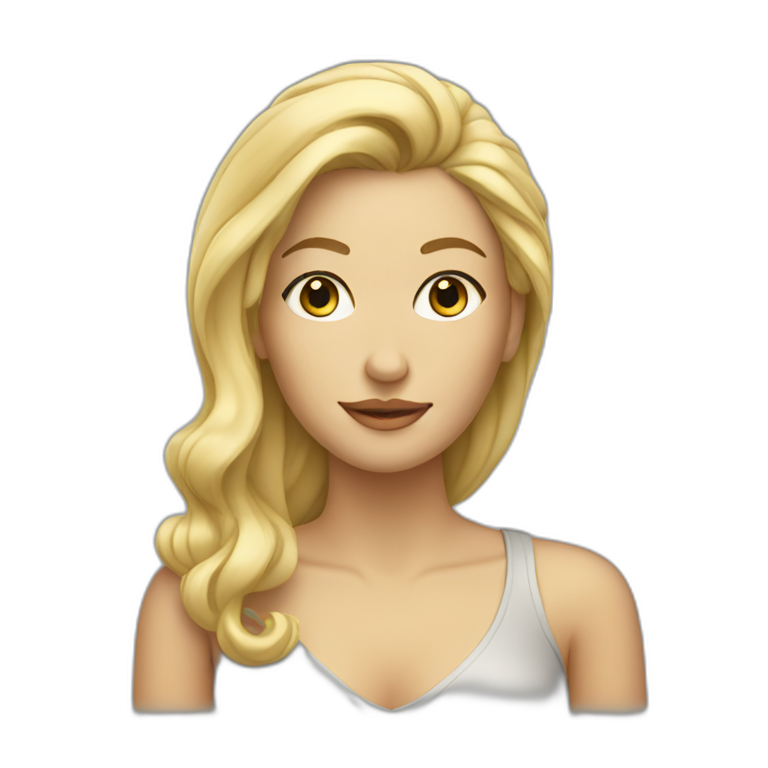 blond woman with curve hair in glass emoji