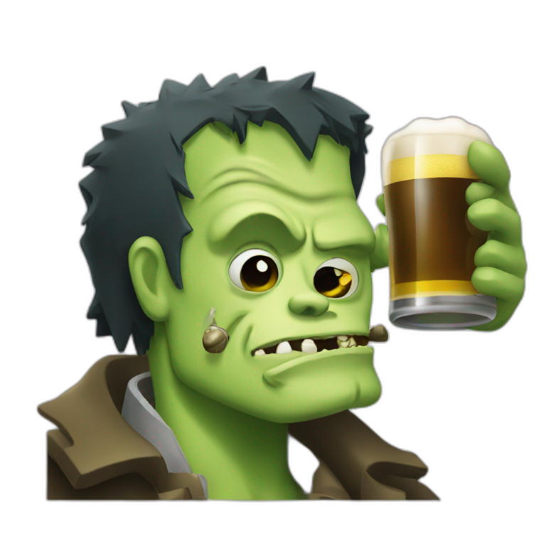 Frankenstein monster drinking beer emoji