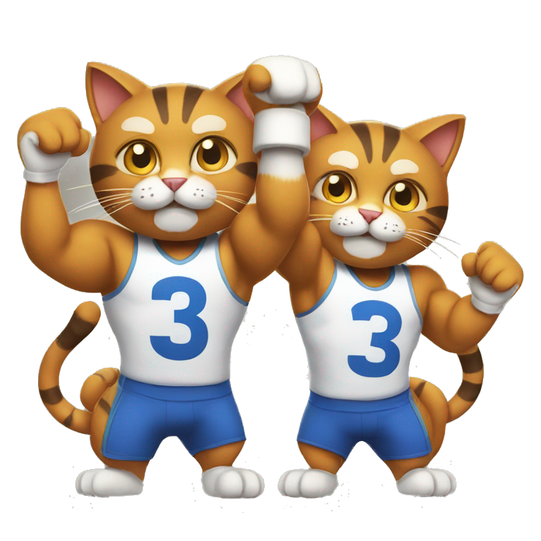 two muscular cats holding up the number 13 emoji