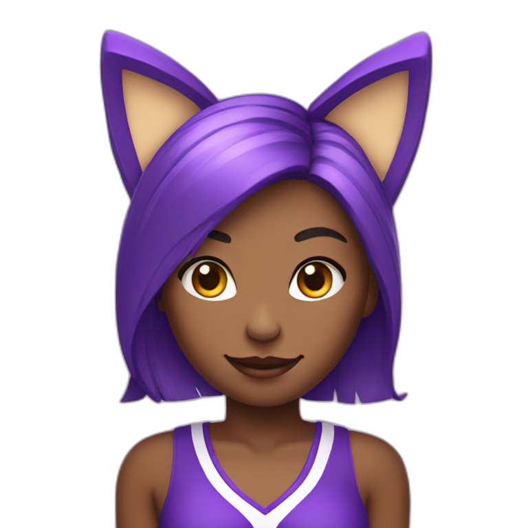 Cheerleader purple girl with cat ears and a tail emoji