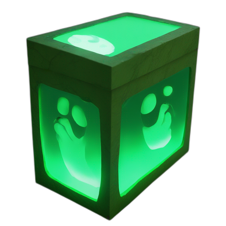 case, inside a green glowing stone emoji