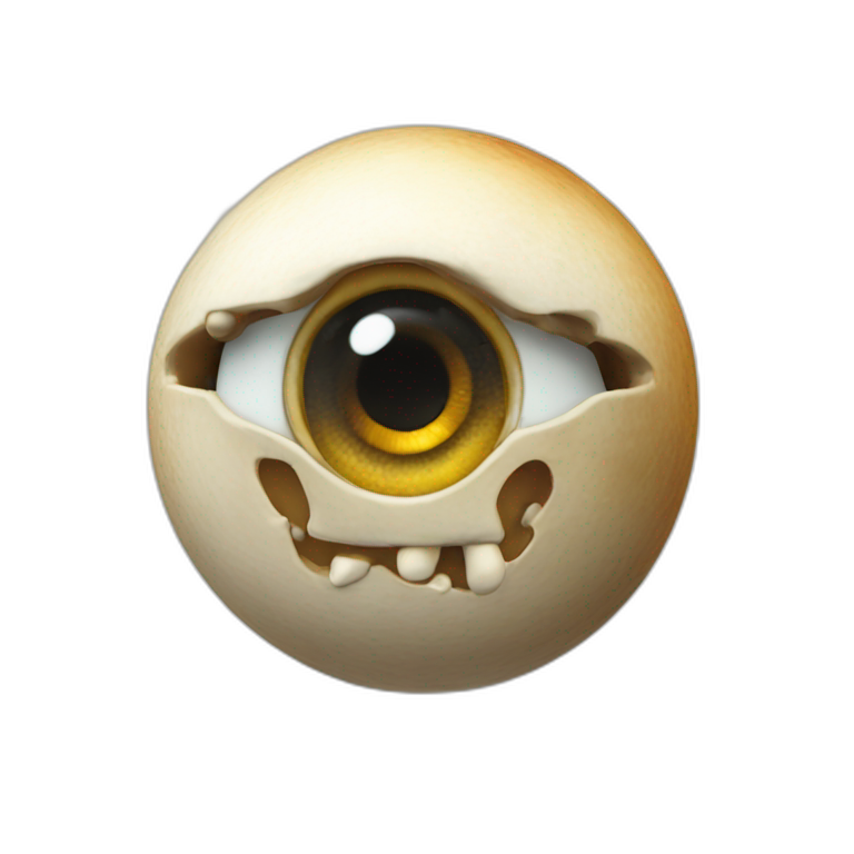 3d sphere with a cartoon Mooshroom skin texture with Eye of Horus emoji