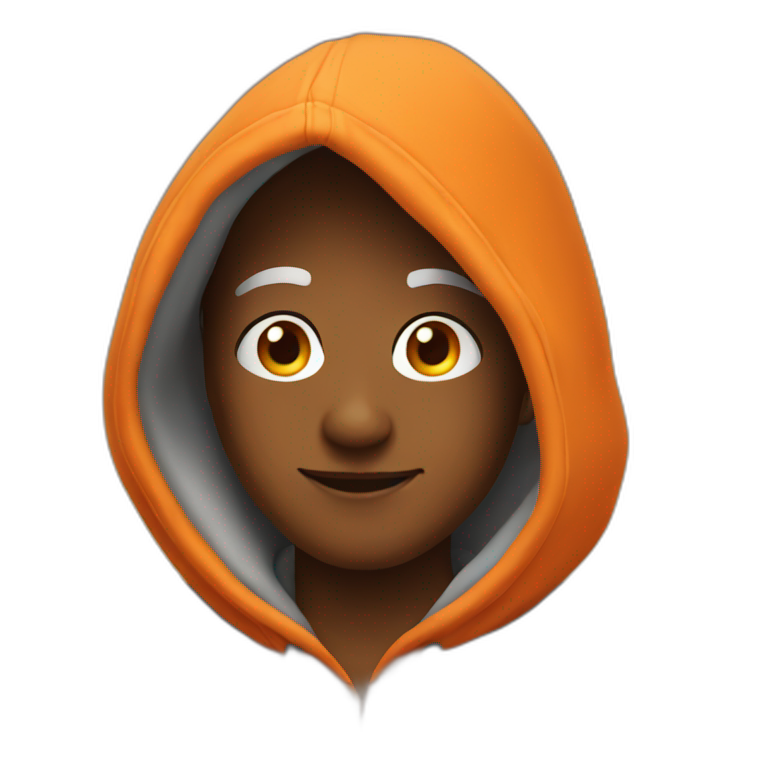 A cartoon character wearing an orange hoodie emoji
