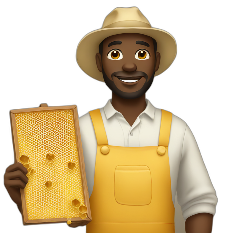 tall black man beekeeper holding honeycomb full body emoji