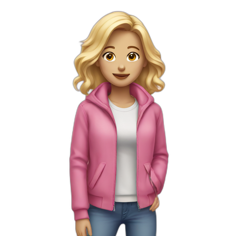 blonde girl in pink jacket emoji