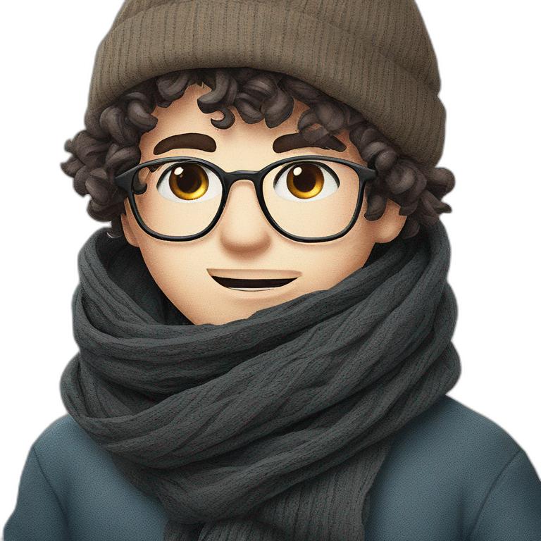 boy in glasses and scarf emoji