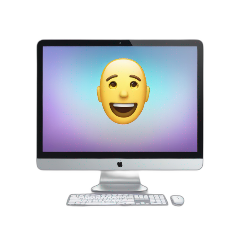 computer with the video call on the screen emoji