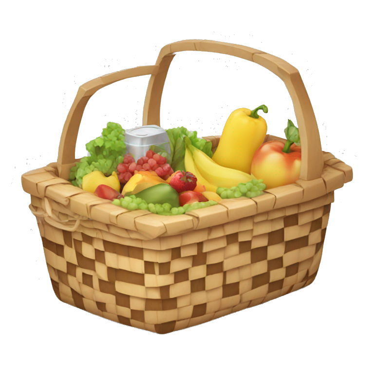 Picnic basket full of groceries emoji