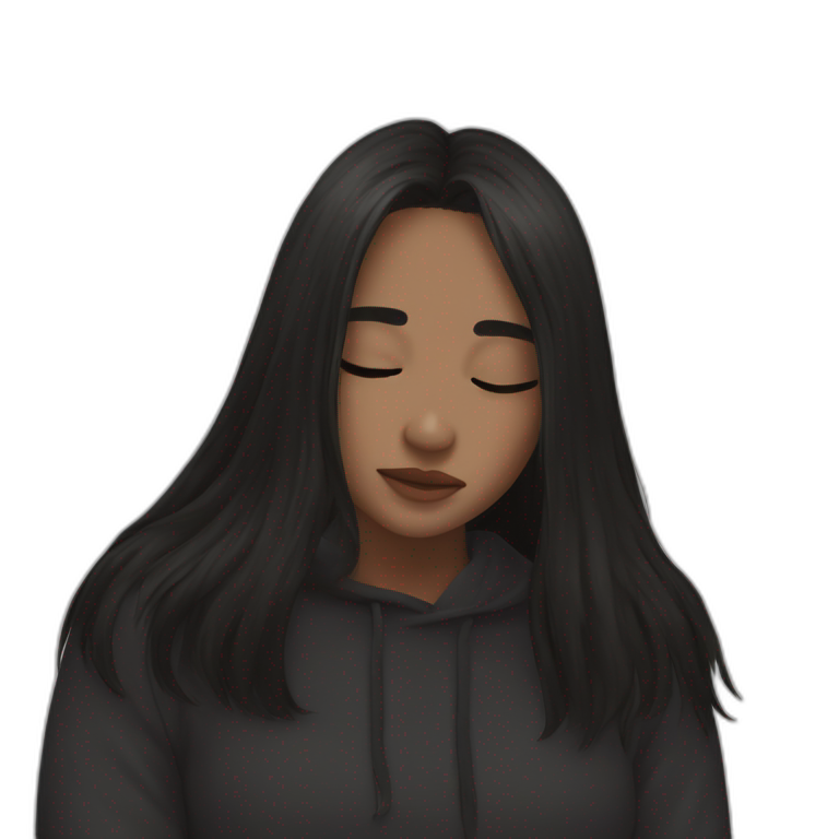 serene black-haired girl emoji