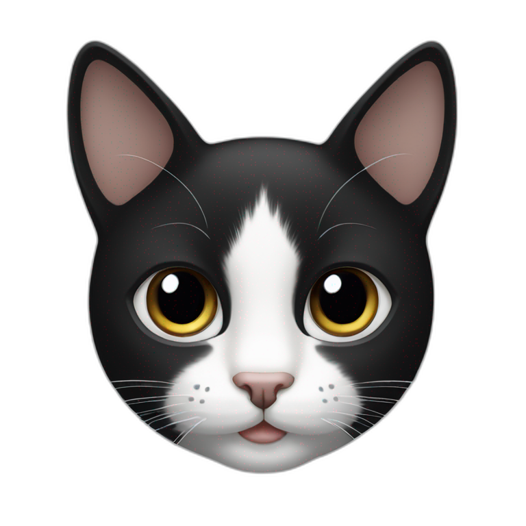 Black and white cat with white nose and black face emoji