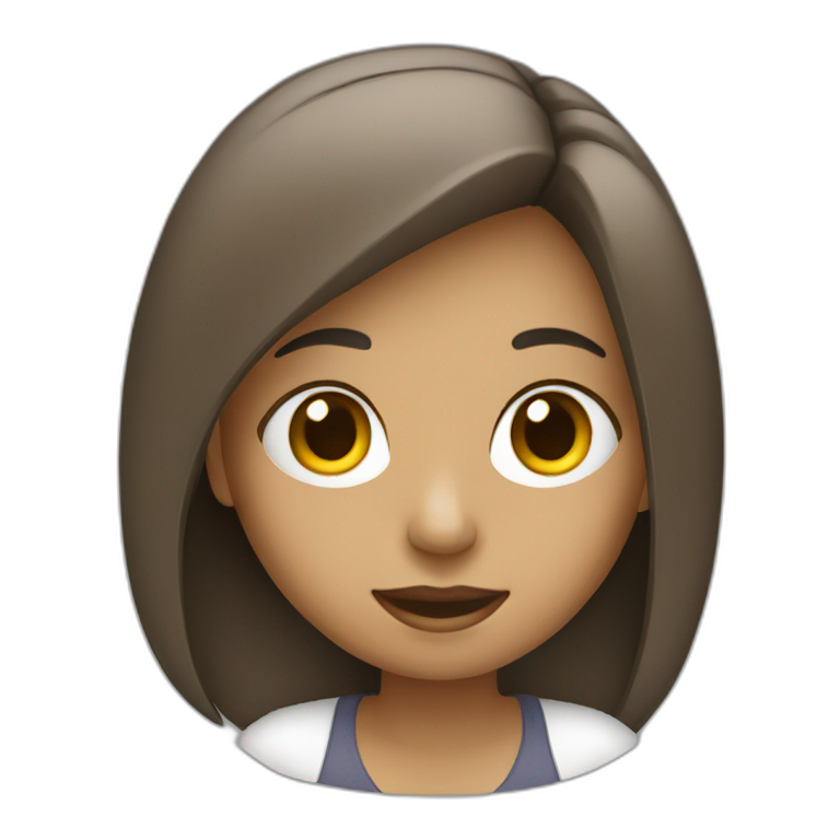 A girl using a MacBook to work on coding emoji