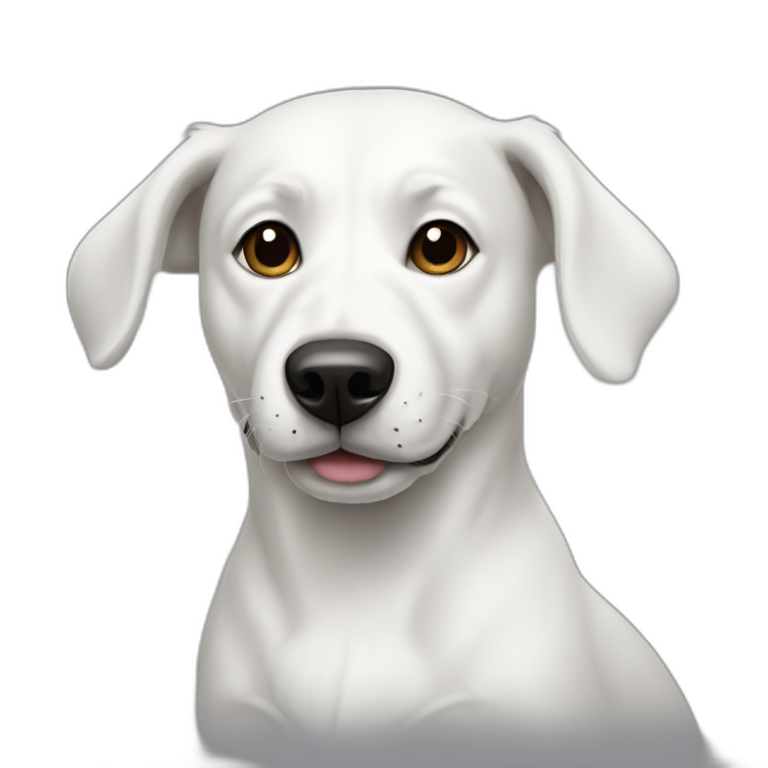 white dog with black ear and black spot on half of the face emoji