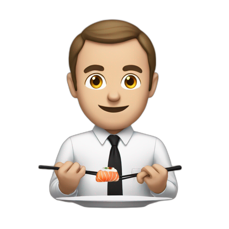 Macron eat sushi emoji