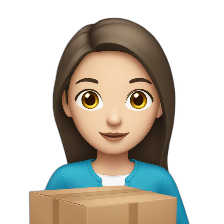 White brunette girl holding boxes emoji
