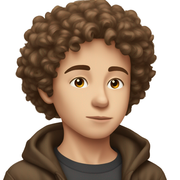 afro portrait man brown haired emoji