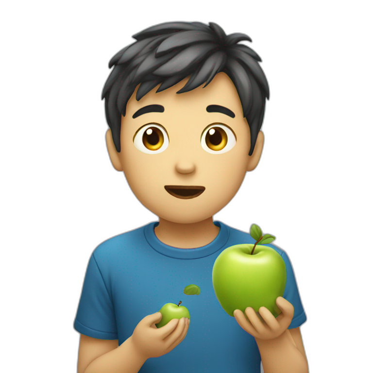 Boy eating apple emoji
