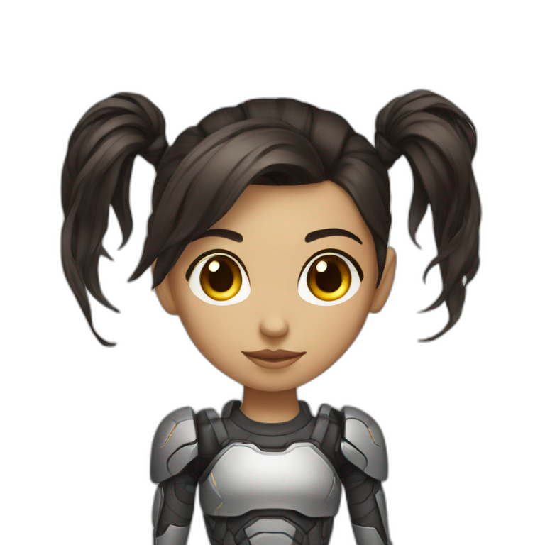 cyborg girl dark brown hair emoji