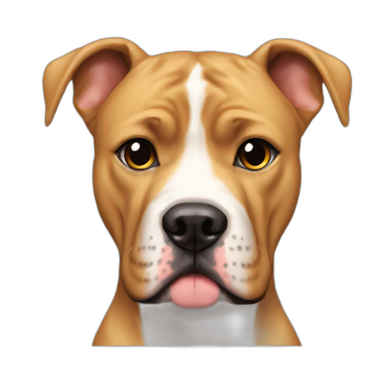 cute blond dog ears up pitbull boxer dark snout emoji