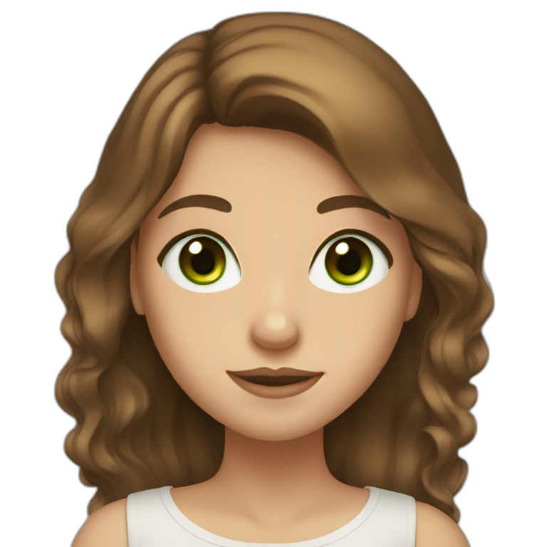 green eyes and long brown hair girl emoji