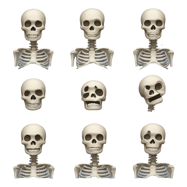 A skeleton with different emotions emoji