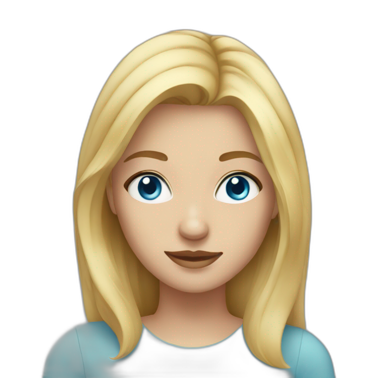 young woman with blue eyes and medium blonde hair emoji