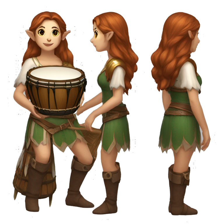 Baldurs gate 3 female elf bard with brown hair playing a drum emoji